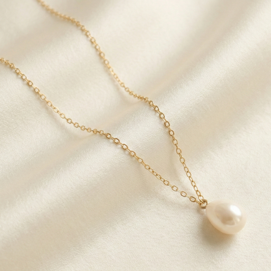 Ella Teardrop Pearl Chain Necklace