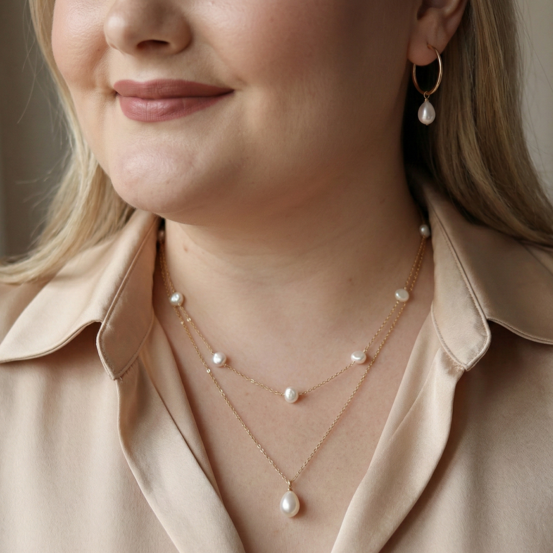 Ella Teardrop Pearl Chain Necklace