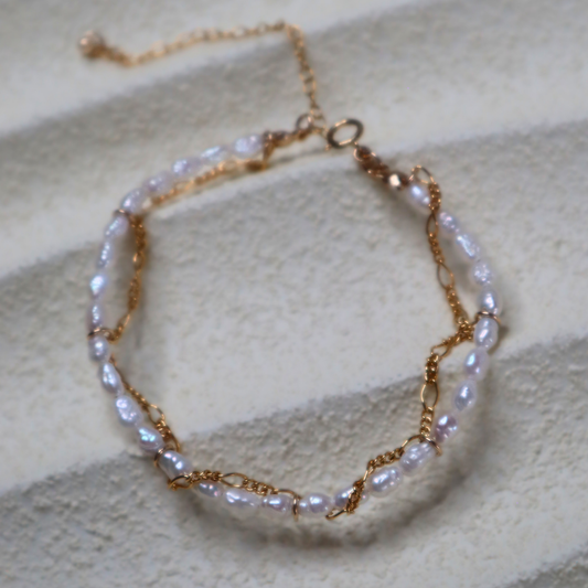Lina Seed Pearl and Chain Duo Bracelet