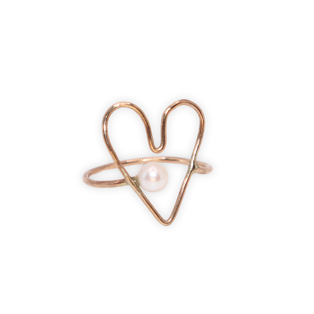 Viola Heart and Pearl Ring