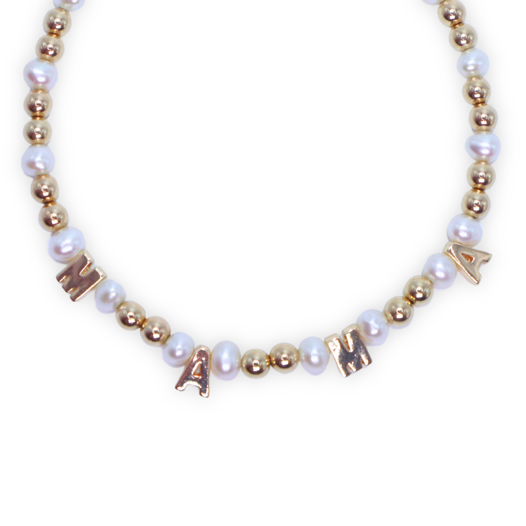 M-A-M-A Beaded Pearl Necklace