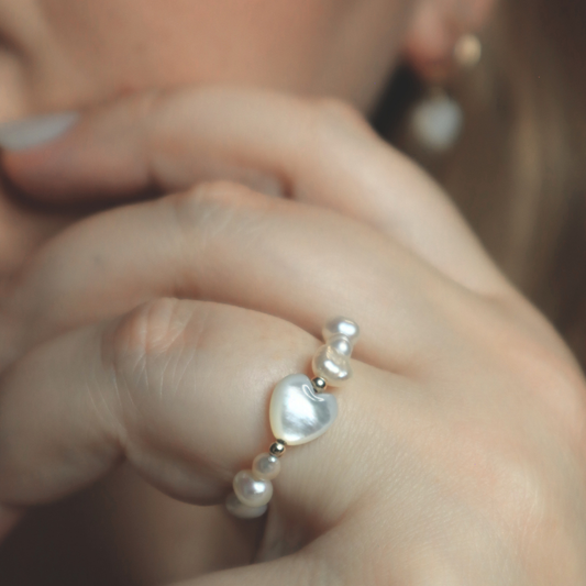 Selene Hearts, Beads and Pearls Ring