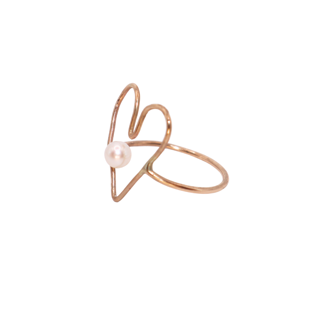 Viola Heart and Pearl Ring
