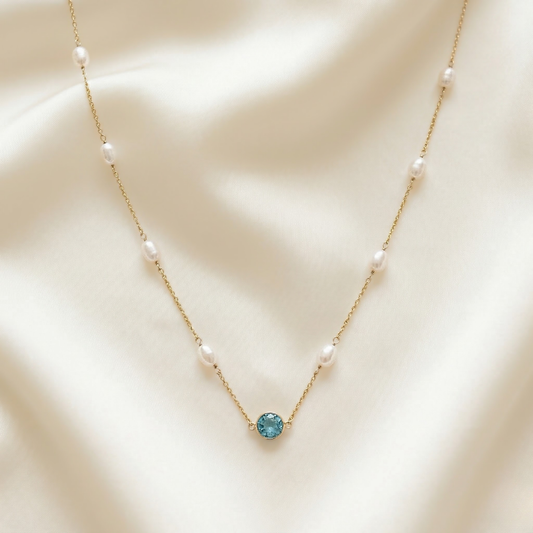 Ella Birthstone Pearl Chain Necklace
