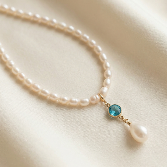 Genevive Birthstone Pendant Pearl Necklace