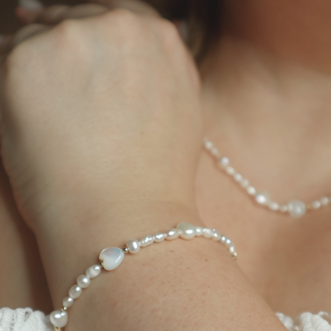 Selene Hearts, Beads and Pearls Bracelet