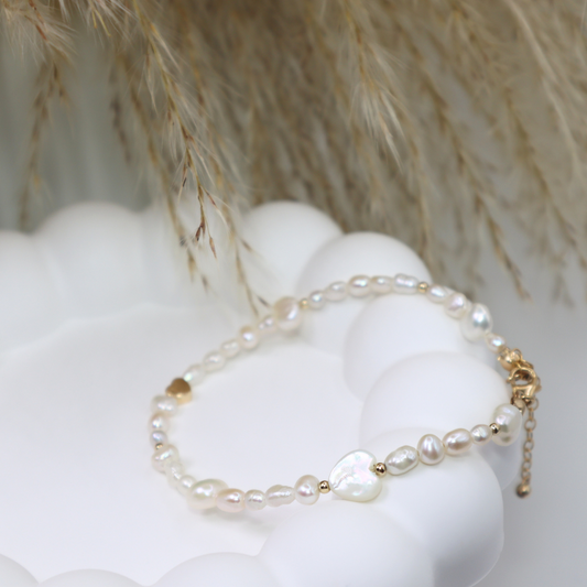 Selene Hearts, Beads and Pearls Bracelet
