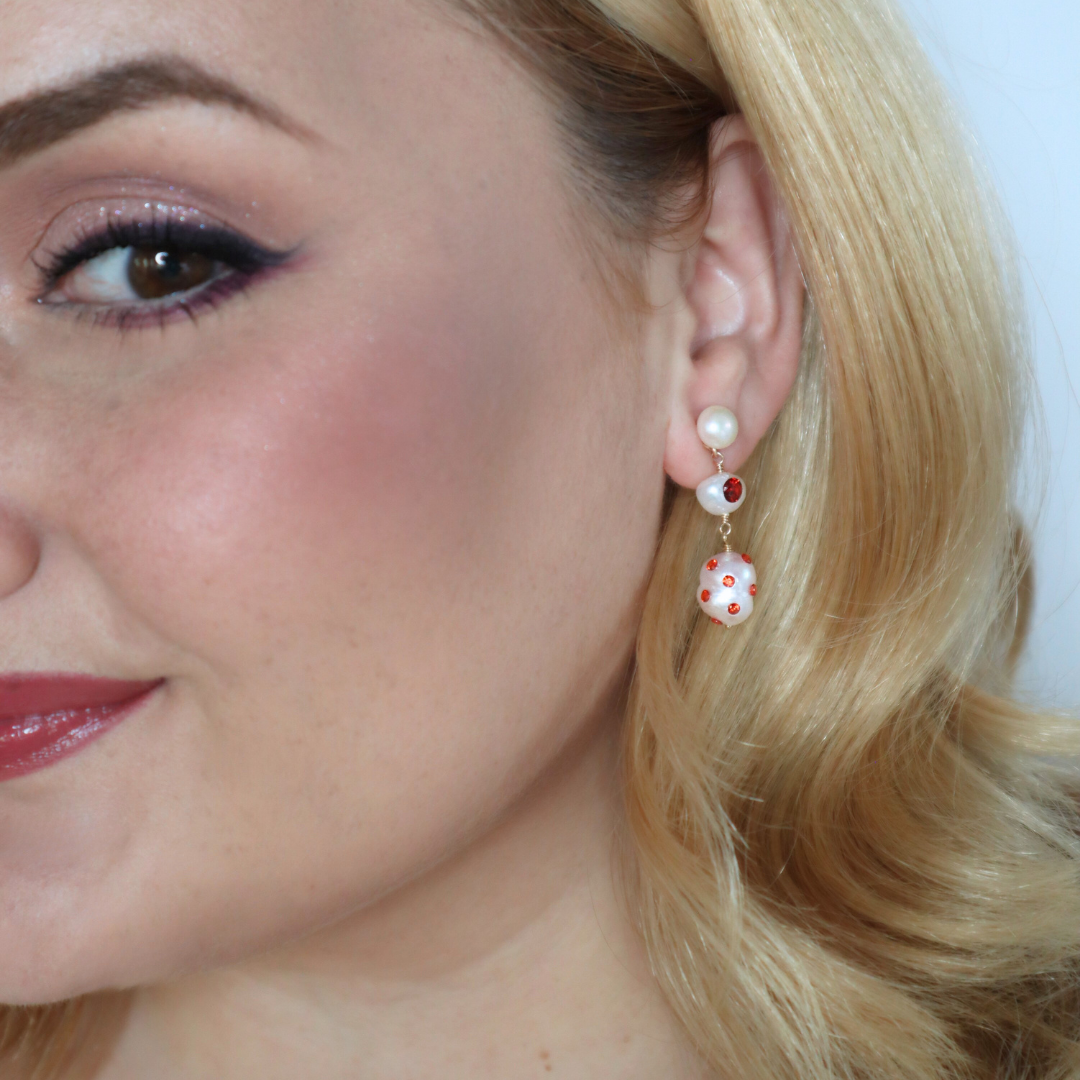 Coraline 3 in 1 Convertible Bejewelled Baroque Pearl Earrings