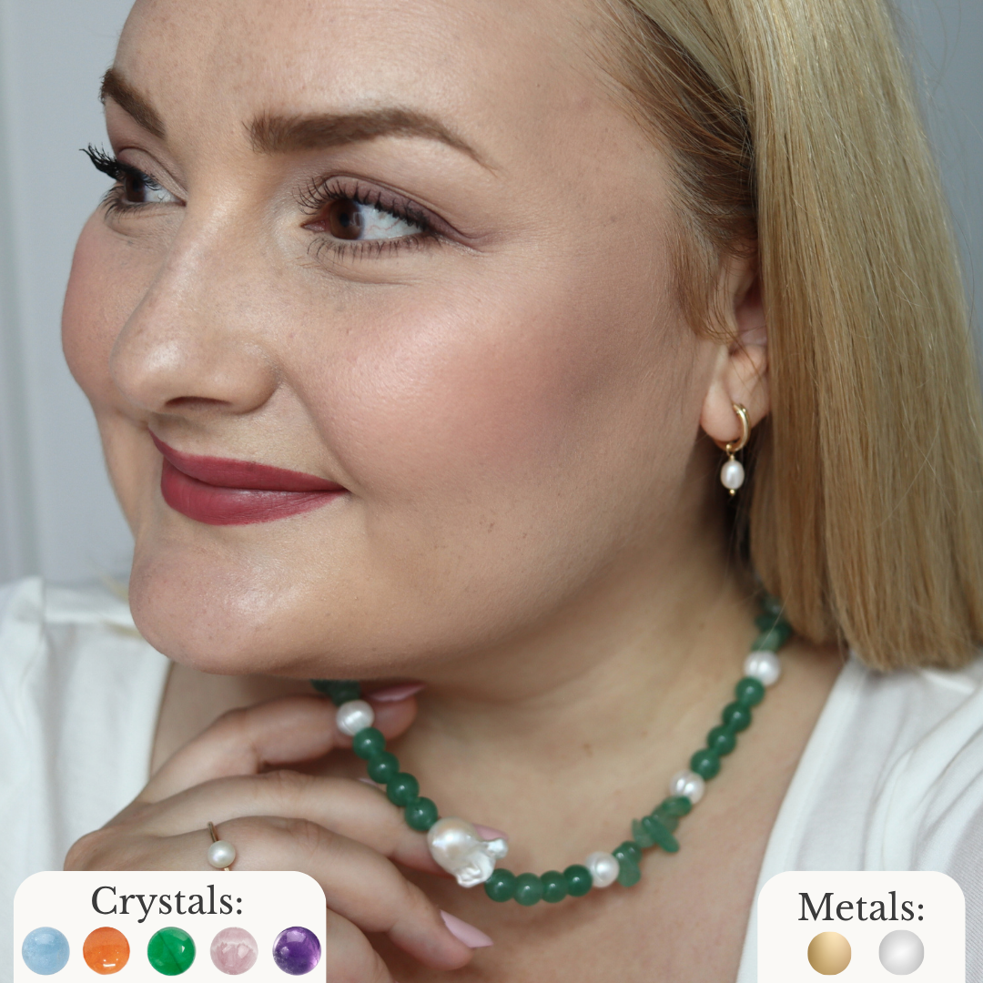 Wilderness Bloom - Crystal Beads, Oval and Baroque Pearls Necklace