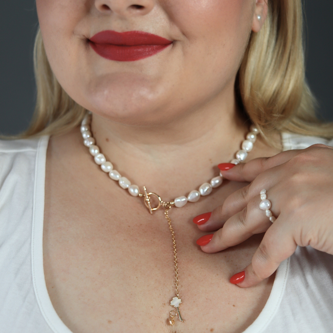 Myra Convertible Baroque Pearl Necklace with Detachable Key Charm