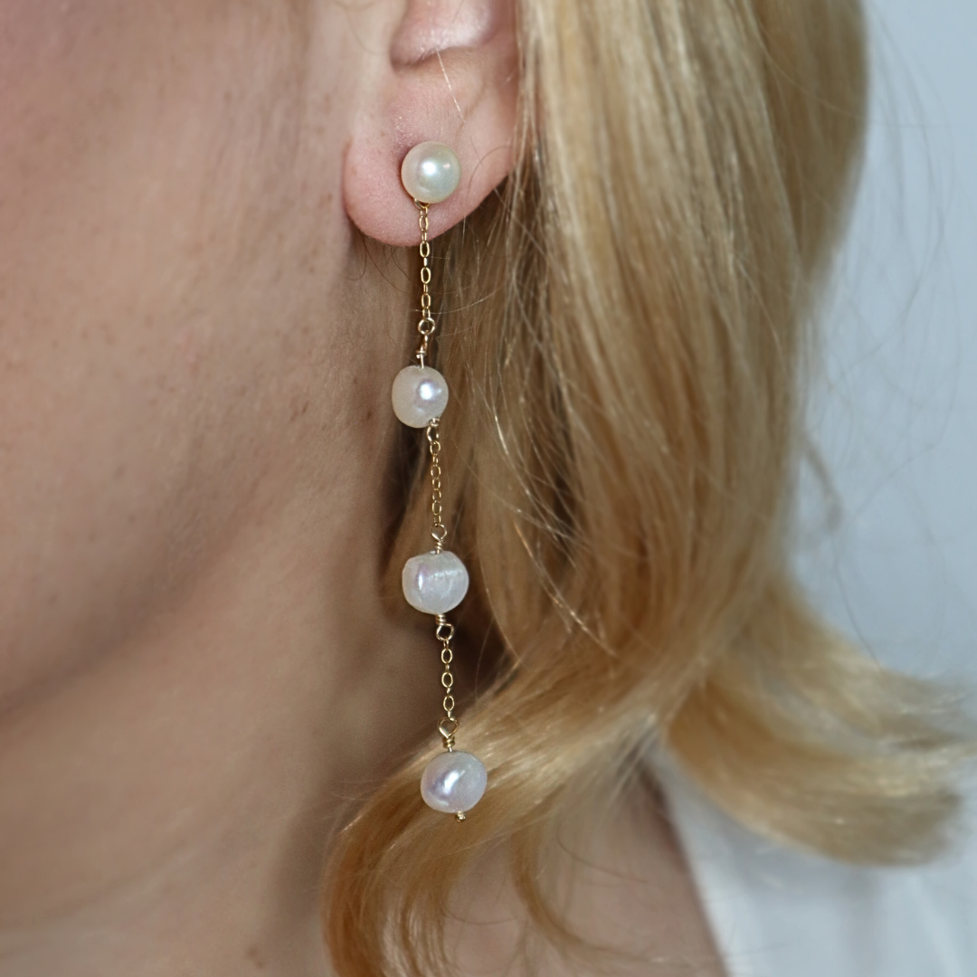 Luna 3 in 1 Convertible Long Baroque Pearl Earrings
