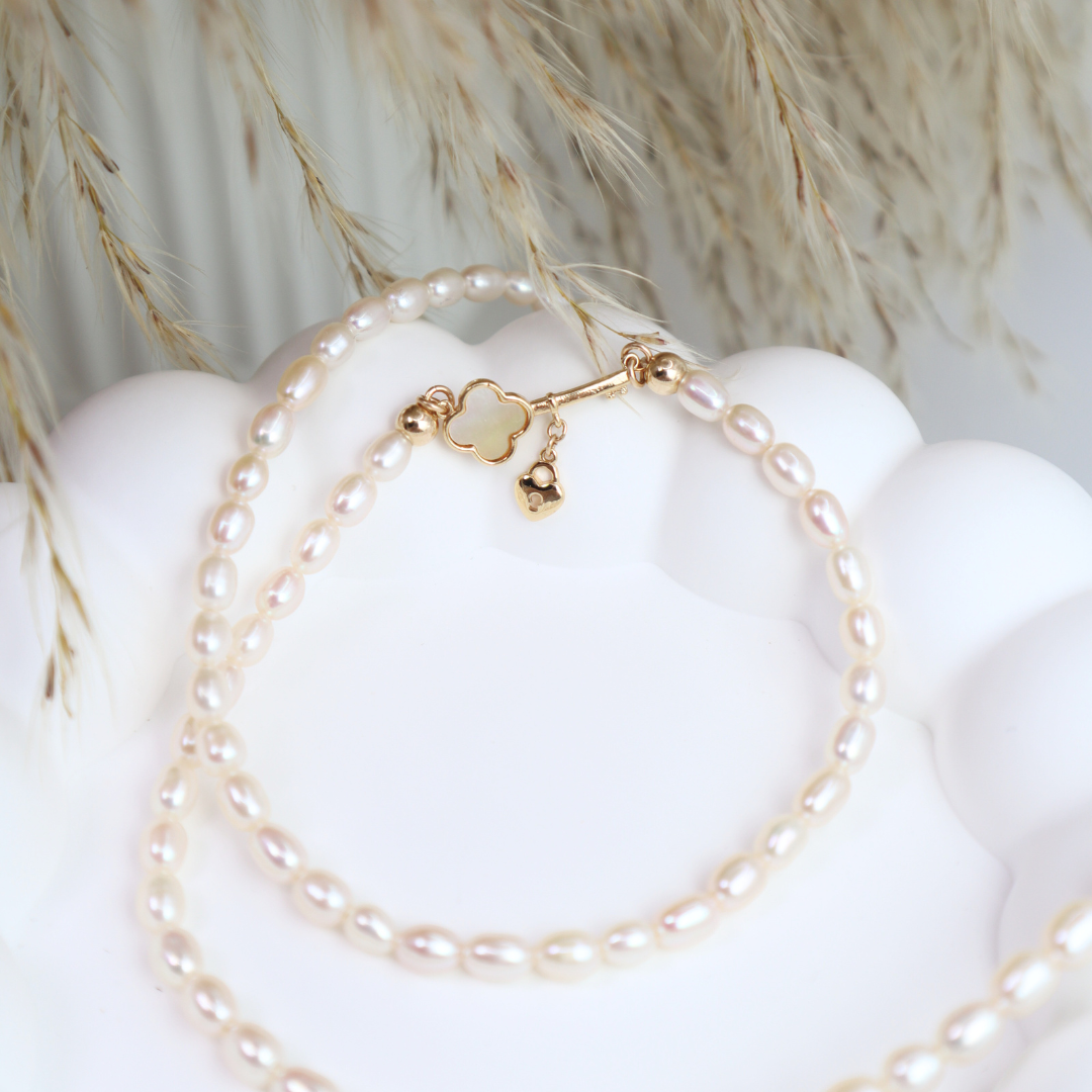 Juliette Key and Heart Locket Pearl Necklace