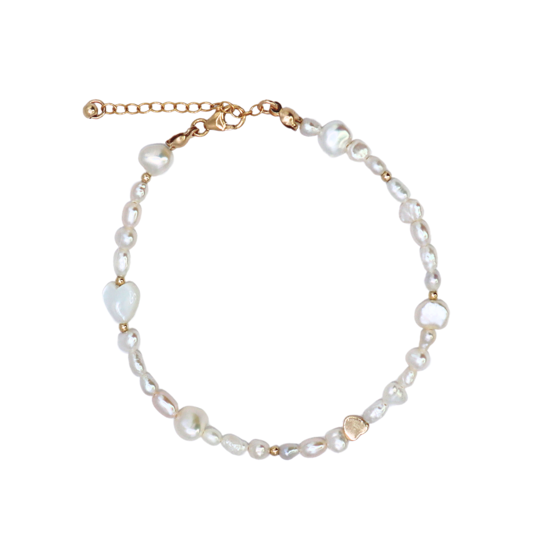 Selene Hearts, Beads and Pearls Bracelet