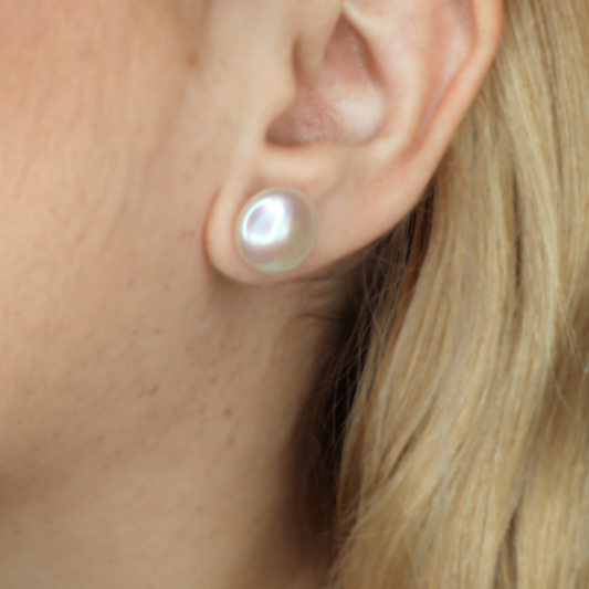 Maya Coin Pearl Stud Earrings