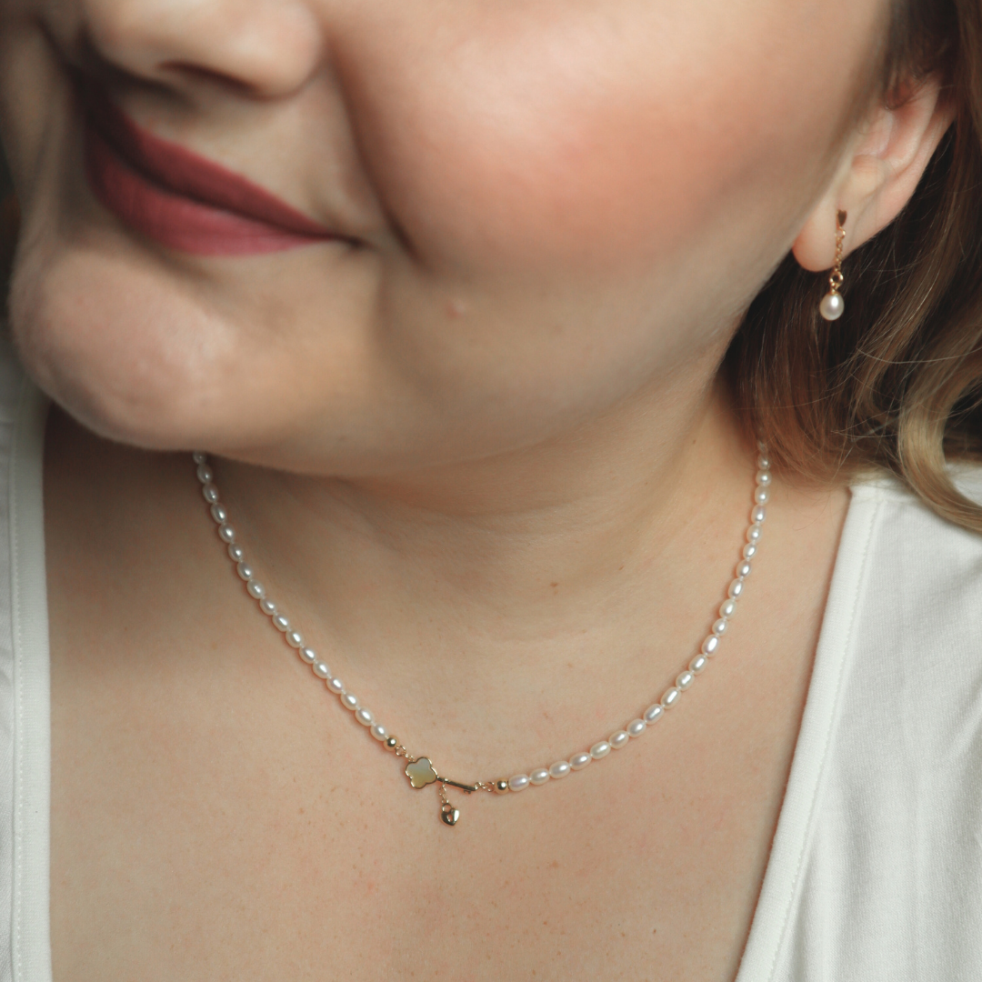 Juliette Key and Heart Locket Pearl Necklace
