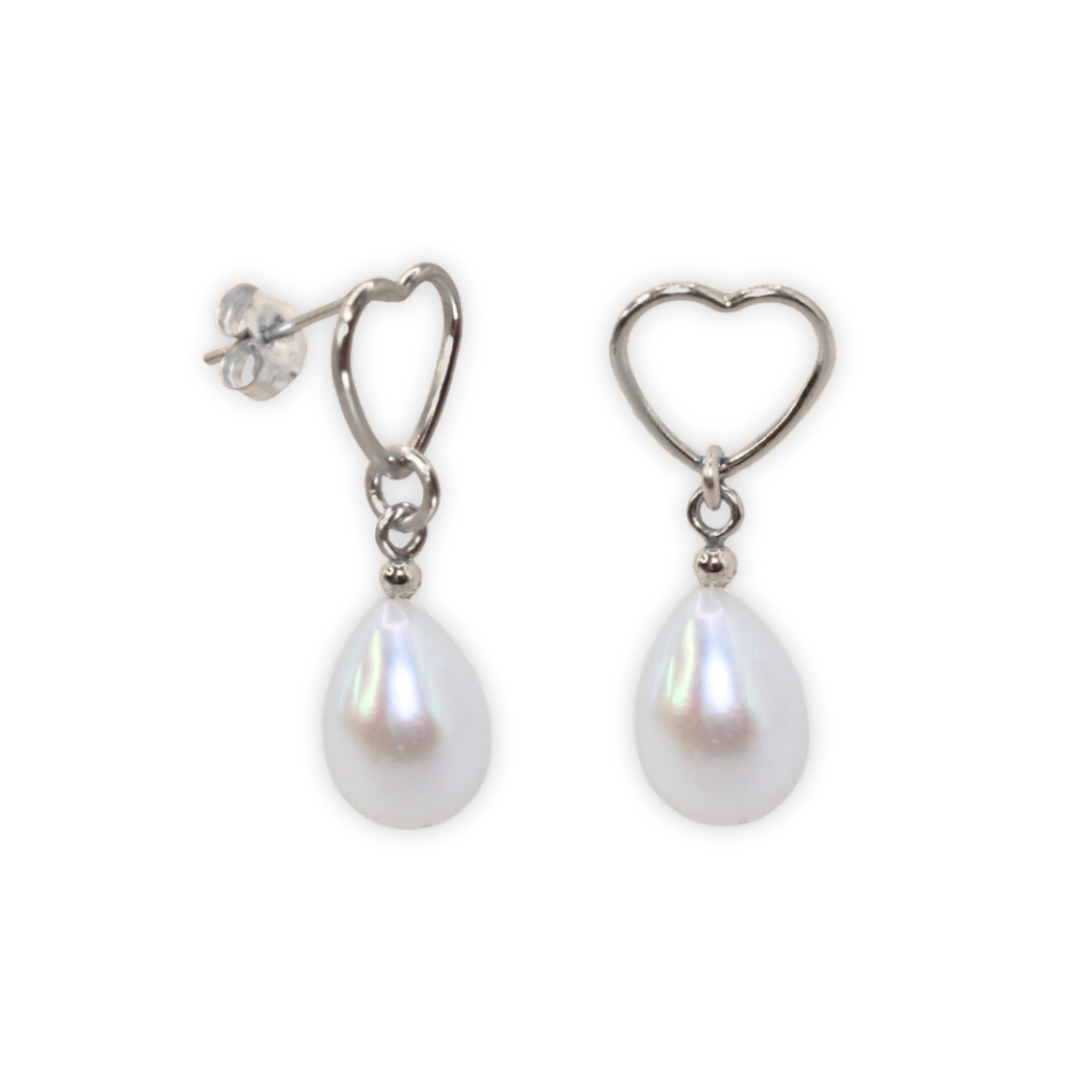 Arabella Heart and Teardrop Pearls Earrings