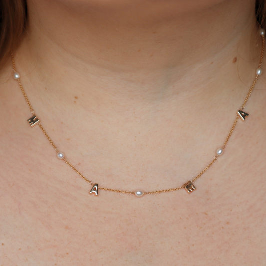 M-A-M-A Pearl Chain Necklace