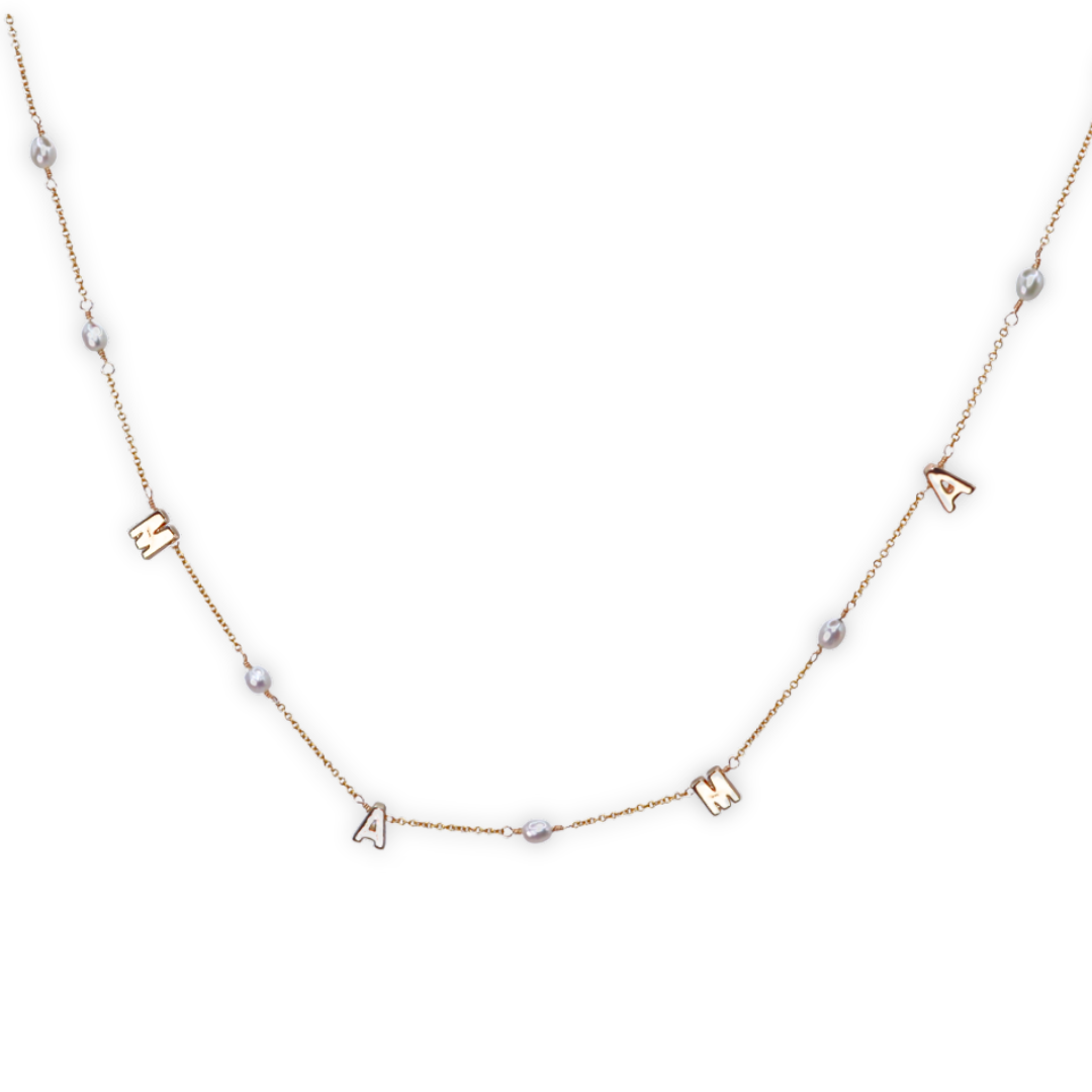 M-A-M-A Pearl Chain Necklace