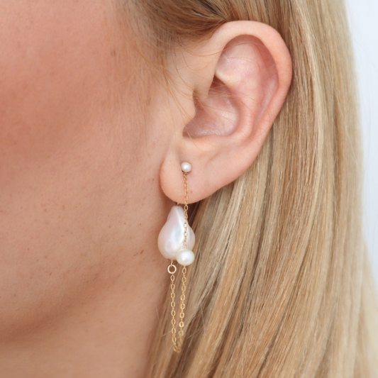 Delphine Backdrop Baroque Pearl Statement Earrings