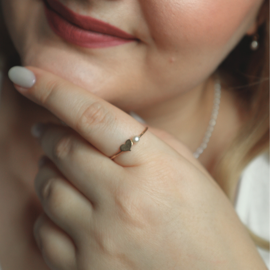 Daphne Heart and Pearl Ring