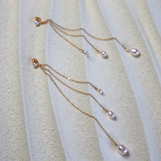 Isadora Waterfall Drop Pearl Earrings