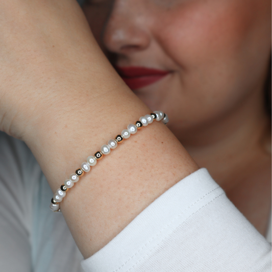 Ruby Pearl and Beads Cluster Bracelet