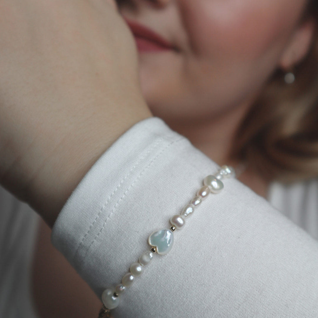 Selene Hearts, Beads and Pearls Bracelet