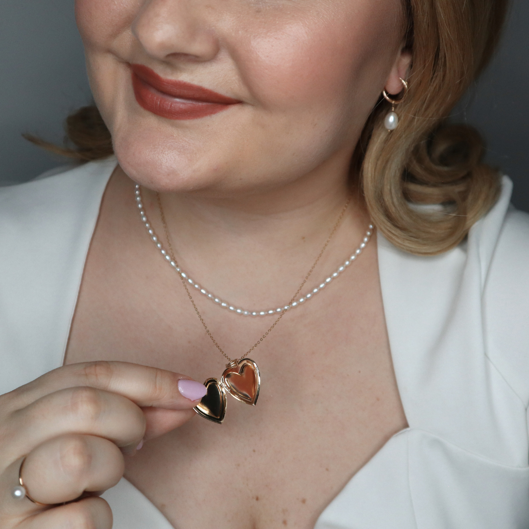 Heart Locket Classic Pearl Necklace