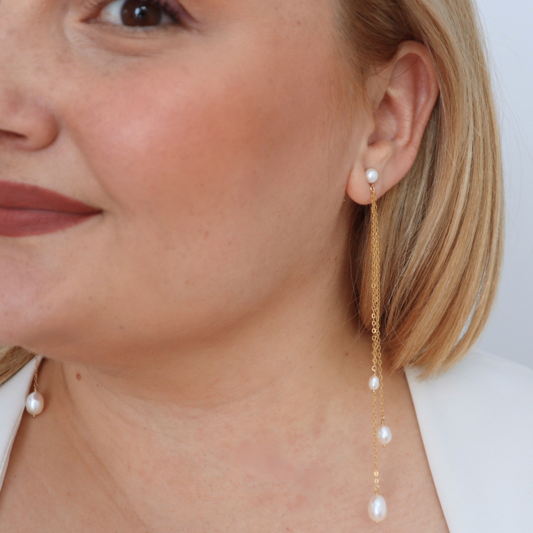 Isadora Waterfall Drop Pearl Earrings