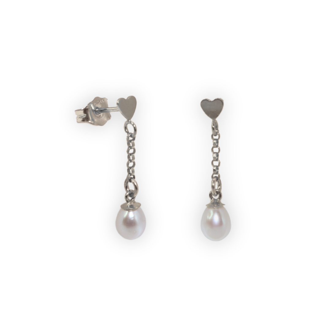 Beatrice Heart and Teardrop Pearls Earrings