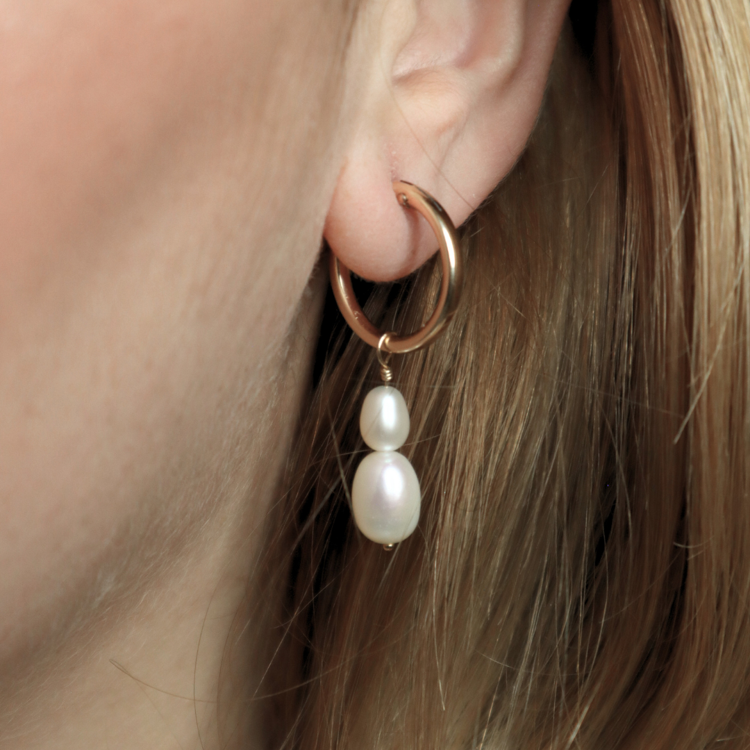Ella 2 in 1 Double Pearl Hoop Earrings