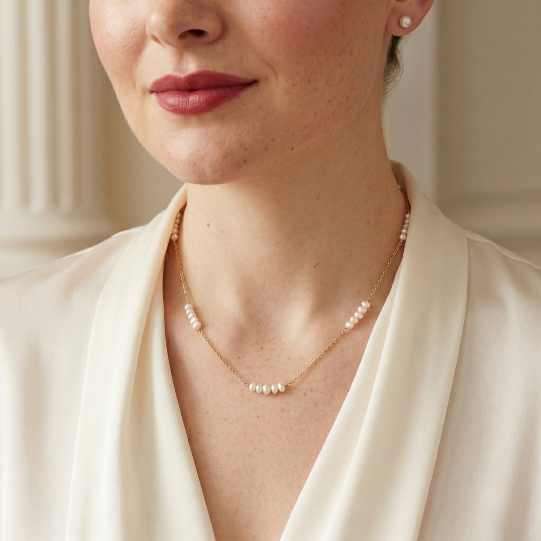Rhea Cluster Pearl Necklace