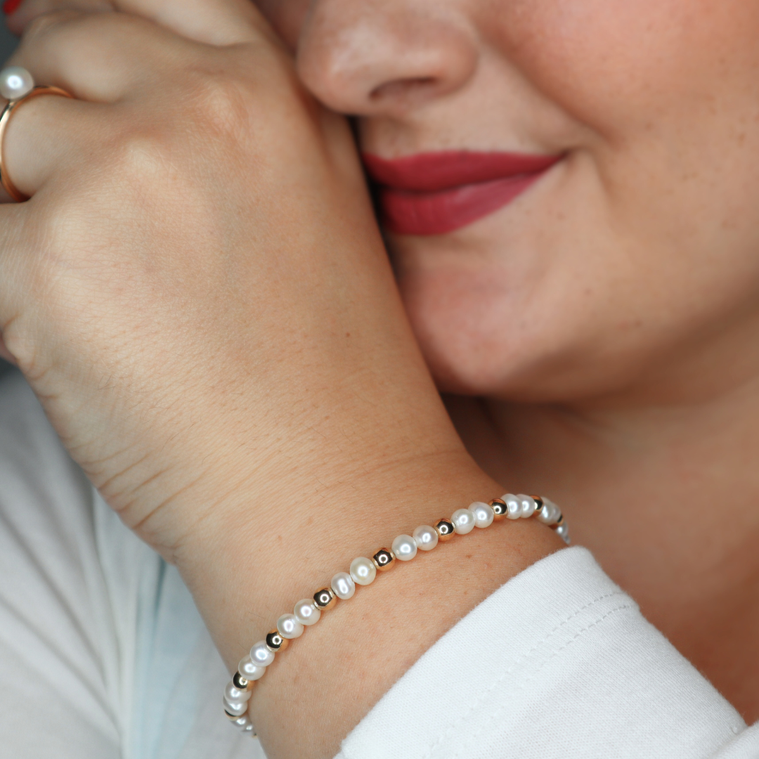 Ruby Pearl and Beads Cluster Bracelet