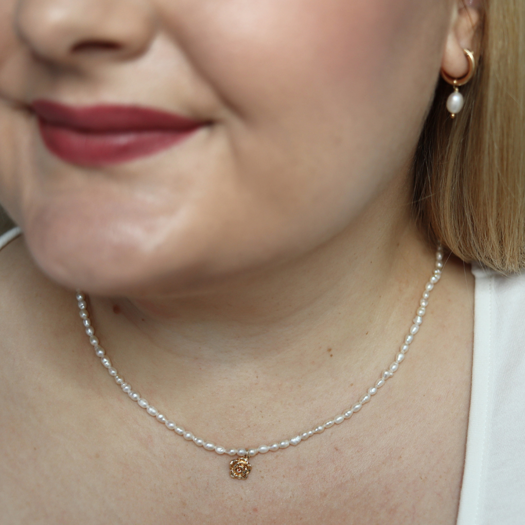 Rose Dew - Baroque Pearls with a Delicate Rose Charm