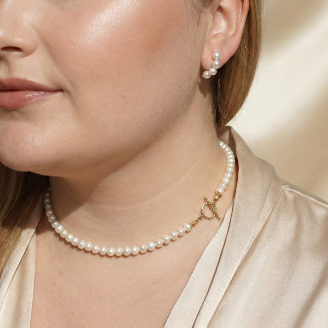 Catherine Classic Round Pearl Earrings