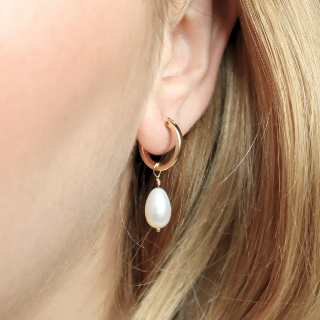 Ella Medium 2 in 1 Pearl Hoop Earrings