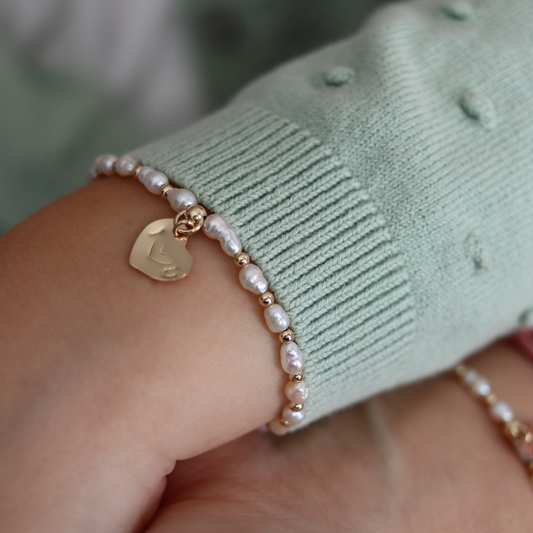 Spark of Love Pearl and Beads Bracelet with Personalised Heart Charm