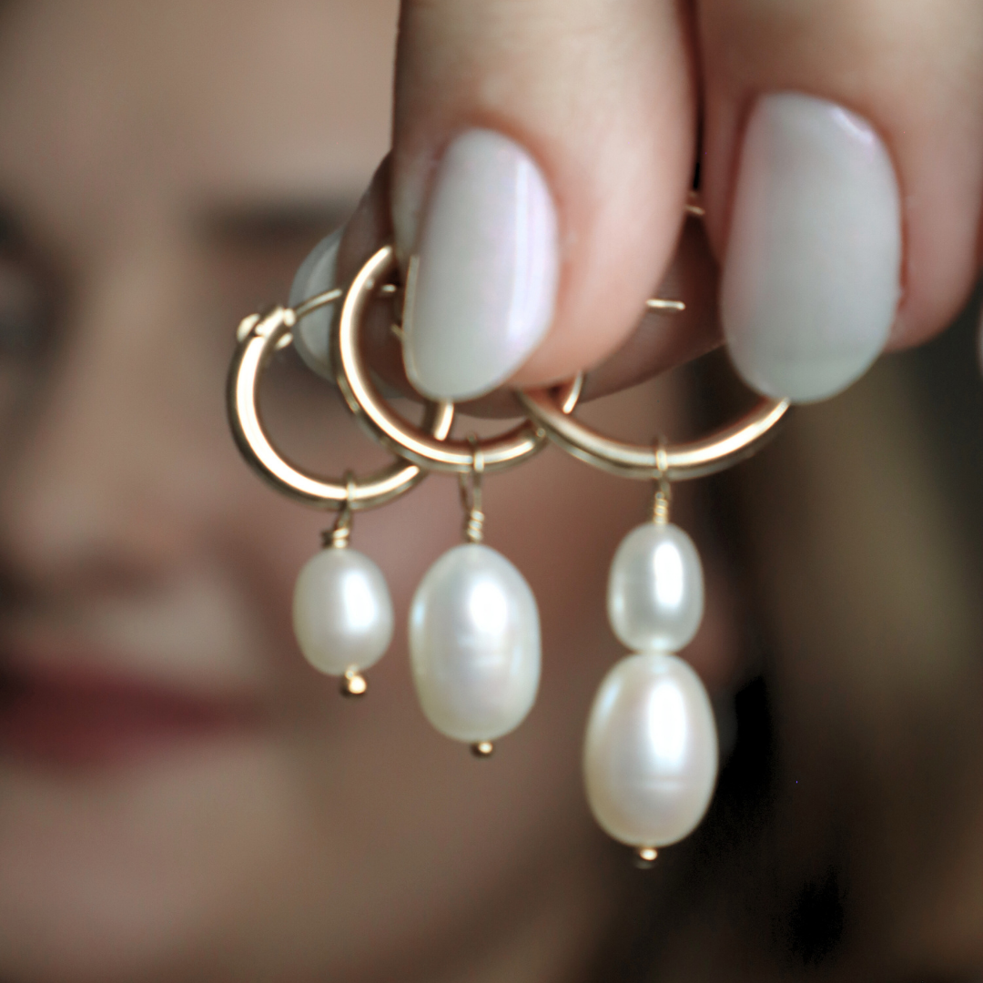 Ella Small 2 in 1 Pearl Hoop Earrings