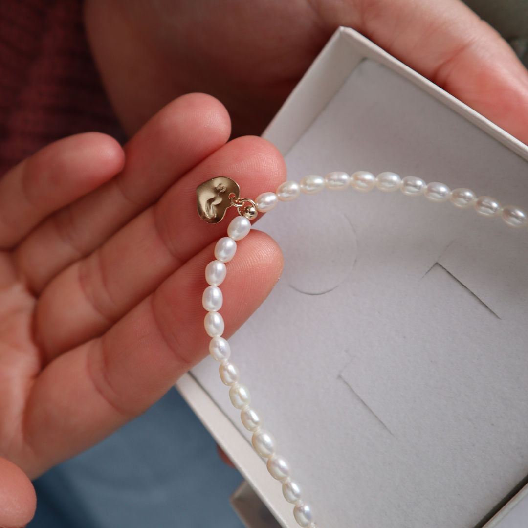 Timeless Bond Pearl Necklace with Personalised Heart Charm