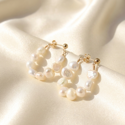 Iris Baroque Pearl Hoop Earrings