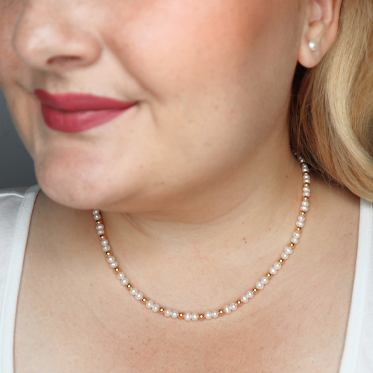 Ruby Beads and Pearls Cluster Necklace