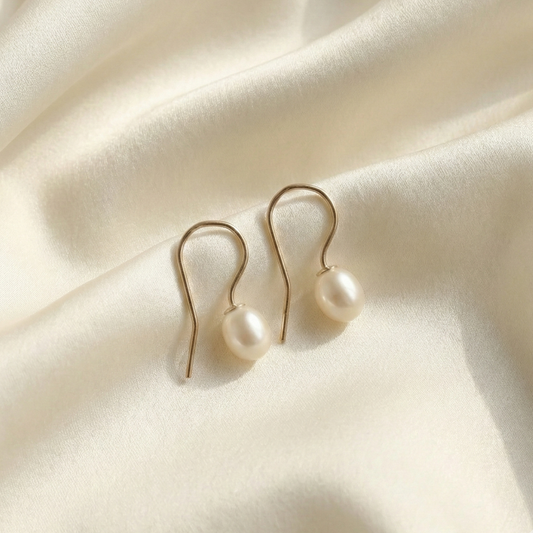 Riley Teardrop Pearl Hook Earrings