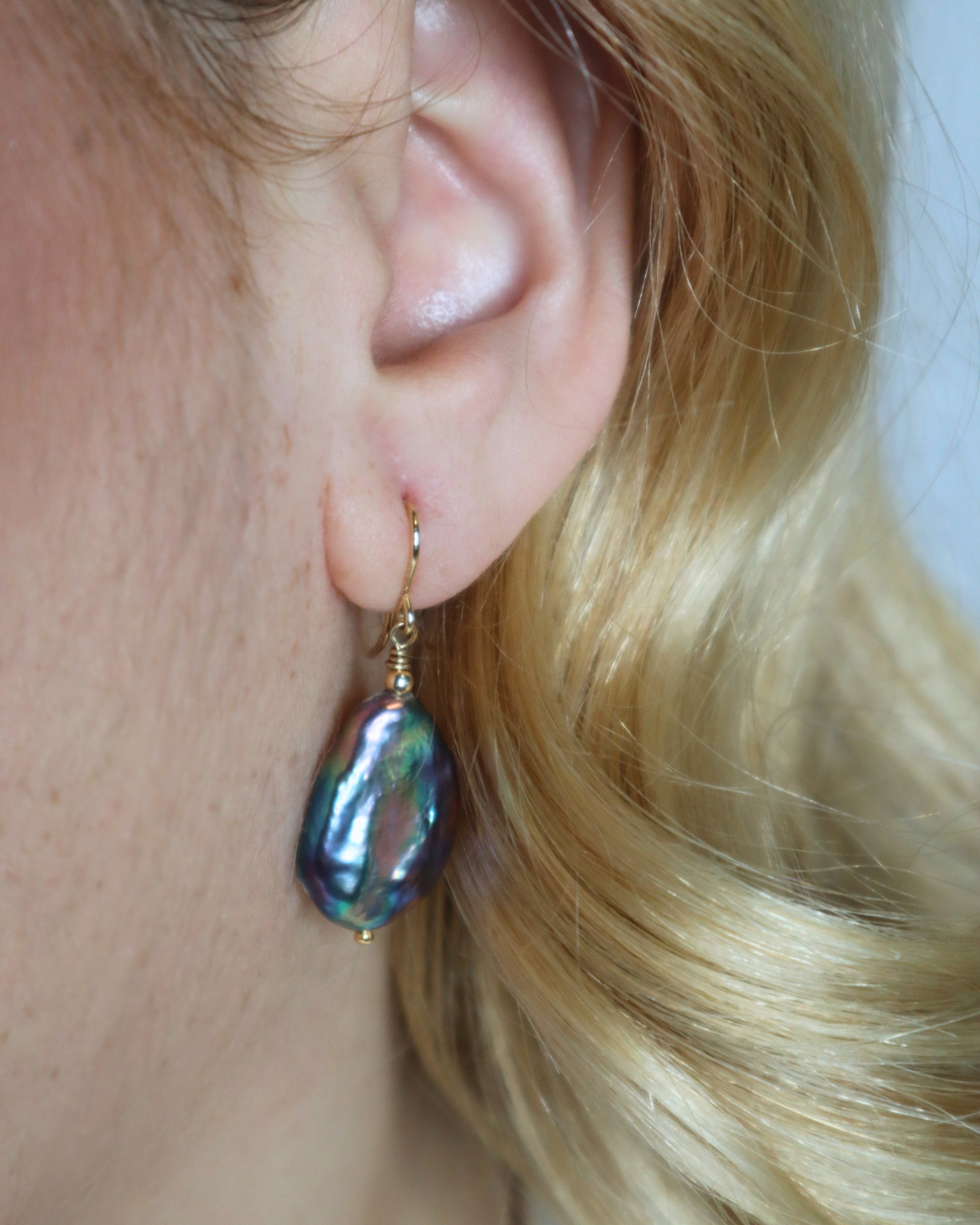 Celeste Black Baroque Pearl Drop Earrings