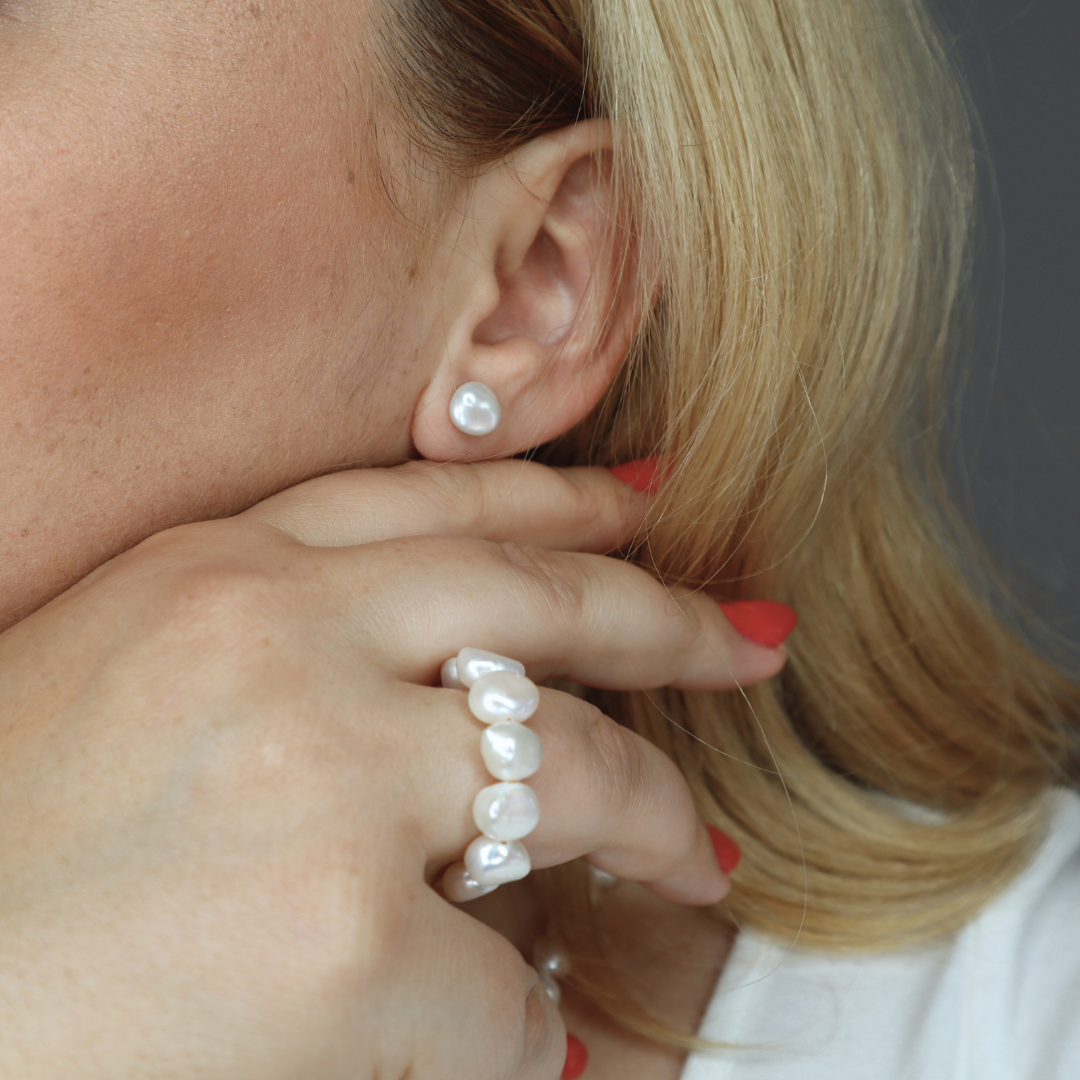Iris Baroque Pearl Stud Earrings