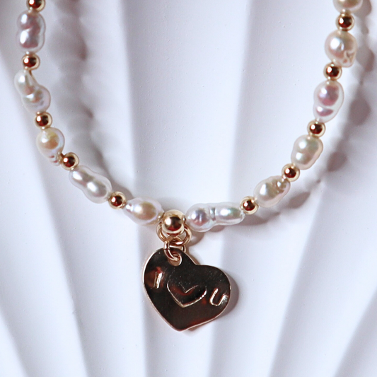 Spark of Love Pearl and Beads Necklace with Personalised Heart Charm