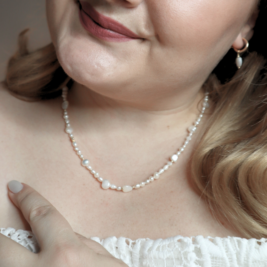 Selene Hearts, Beads and Pearls Necklace