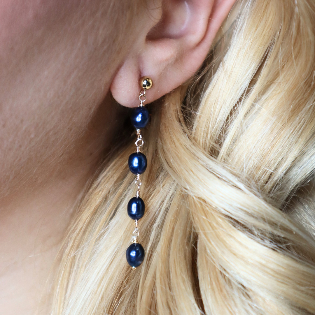 Amelia Black Pearl Drop Earrings