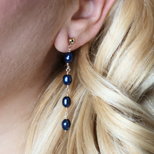Amelia Black Pearl Drop Earrings