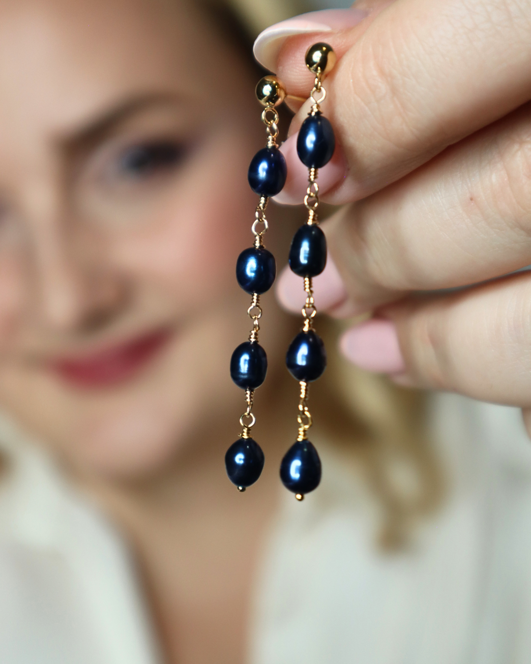 Amelia Black Pearl Drop Earrings