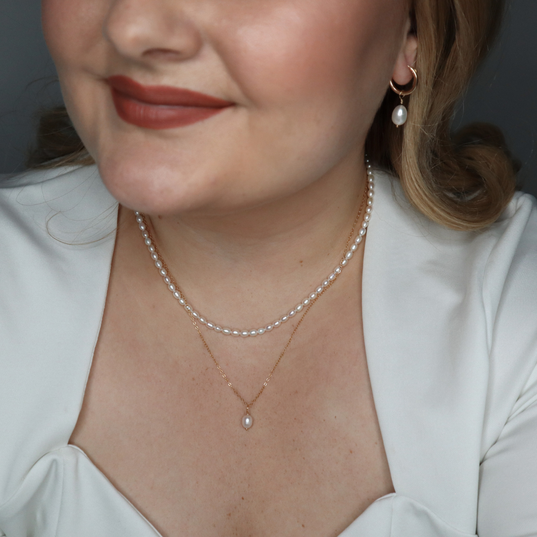 Ella Small 2 in 1 Pearl Hoop Earrings